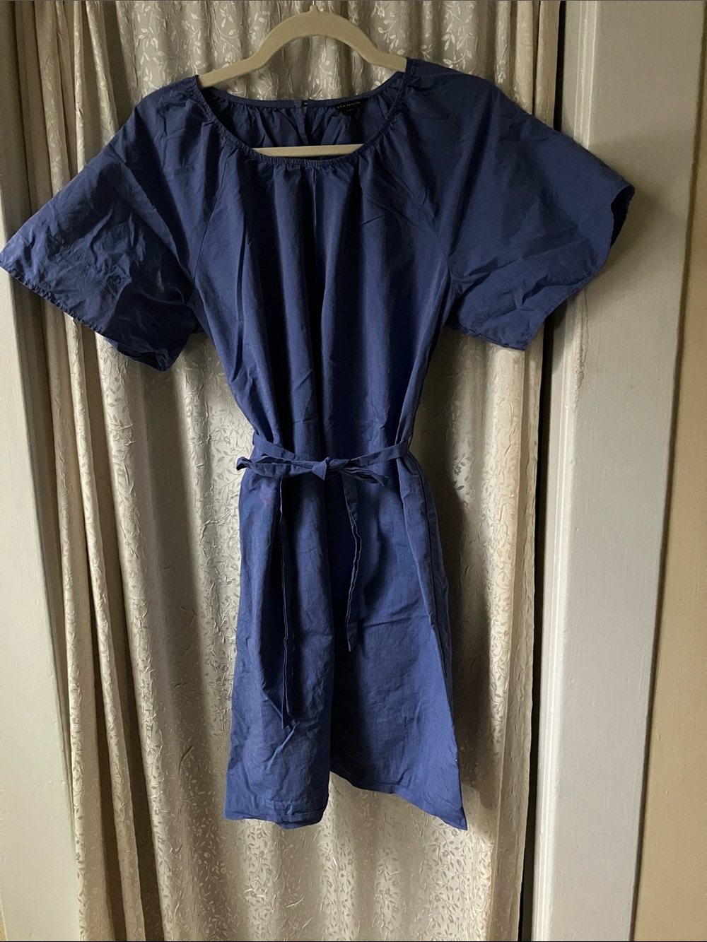 Cornflower blue Anne Taylor tie waist dress size small
